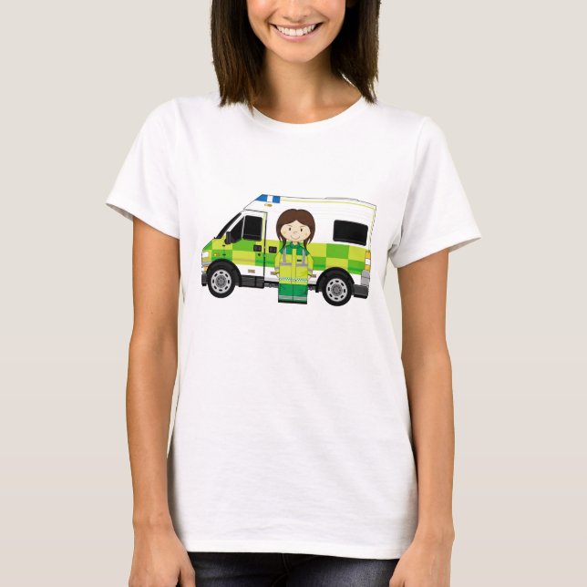Cartoon-Krankenwagen und EMT T-Shirt (Vorderseite)