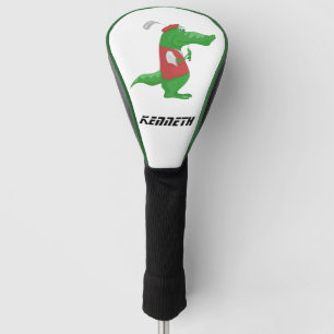 Cartoon Krokodil mit einem roten Hut Golf spielen. Golf Headcover