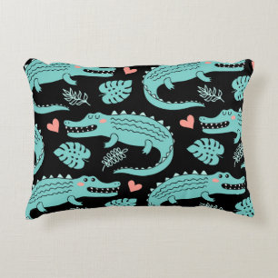 Cartoon-Krokodile, niedliche nahtlose Muster. Dekokissen