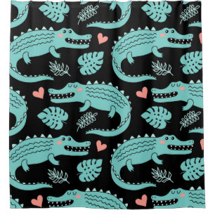 Cartoon-Krokodile, niedliche nahtlose Muster. Duschvorhang