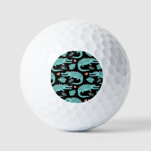 Cartoon-Krokodile, niedliche nahtlose Muster. Golfball