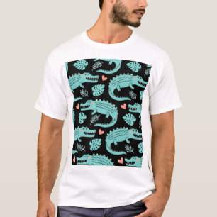 Cartoon-Krokodile, niedliche nahtlose Muster. T-Shirt