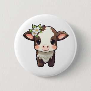 Cartoon Kuh-Abbildung Button