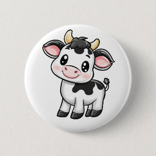 Cartoon Kuh-Abbildung Button