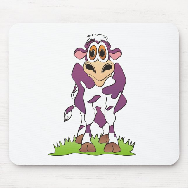 Cartoon Kuh Lila Mousepad (Vorne)