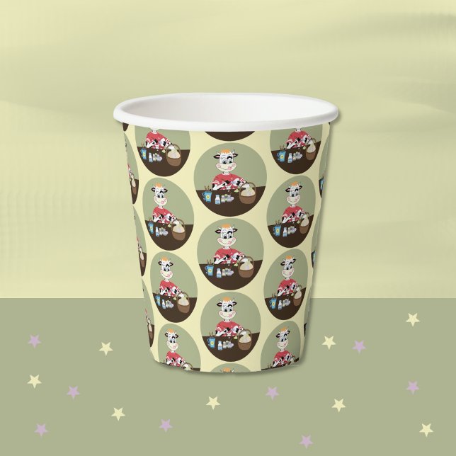 Cartoon Kuh Malerei Ostereier Muster Papier Cup Pappbecher (Von Creator hochgeladen)
