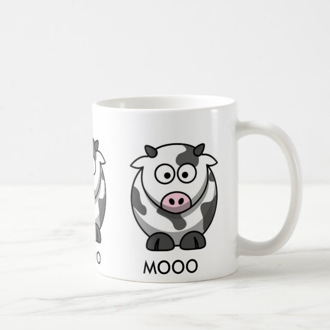 Cartoon-Kuh MOOO (3x herum) Kaffeetasse (Rechts)
