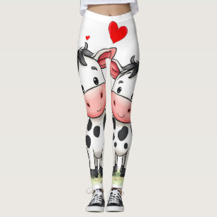 Cartoon-Kuh-Paar Liebe Leggings
