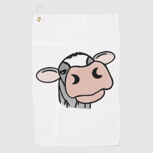 Cartoon-Kuh schwarz weiß rosa Kuss grau Farm Tier Golfhandtuch