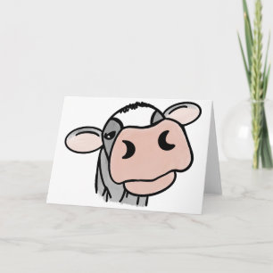 Cartoon-Kuh schwarz weiß rosa Küss grau Farm Tier Karte