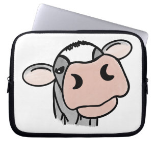 Cartoon-Kuh schwarz weiß rosa Kuss grau Farm Tier Laptopschutzhülle