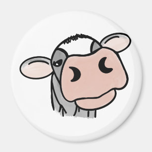Cartoon-Kuh schwarz weiß rosa Küss grau Farm Tier Magnet
