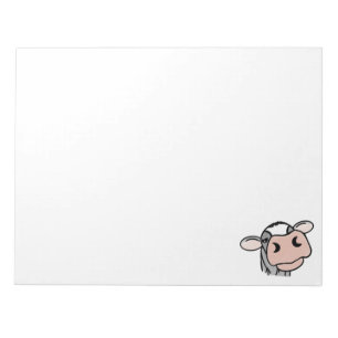 Cartoon-Kuh schwarz weiß rosa Kuss grau Farm Tier Notizblock
