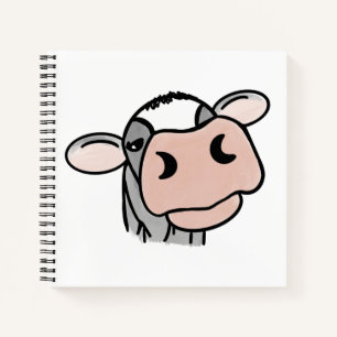 Cartoon-Kuh schwarz weiß rosa Kuss grau Farm Tier Notizbuch