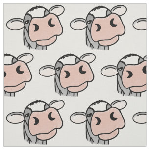 Cartoon-Kuh schwarz weiß rosa Kuss grau Farm Tier Stoff