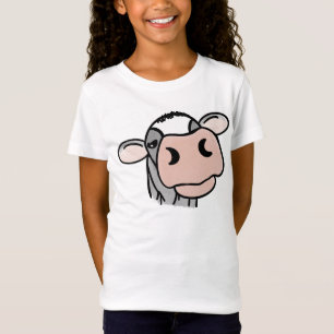 Cartoon-Kuh schwarz weiß rosa Kuss grau Farm Tier T-Shirt