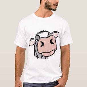 Cartoon-Kuh schwarz weiß rosa Kuss grau Farm Tier T-Shirt