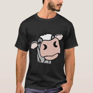 Cartoon-Kuh schwarz weiß rosa Küss grau Farm Tier T-Shirt