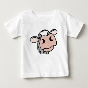 Cartoon Kuh Schwarz-weiß rosa Kuss graues Nutztier Baby T-shirt