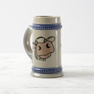 Cartoon Kuh Schwarz-weiß rosa Kuss graues Nutztier Bierglas