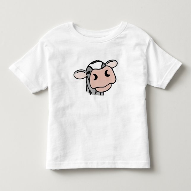 Cartoon Kuh Schwarz-weiß rosa Kuss graues Nutztier Kleinkind T-shirt (Vorderseite)