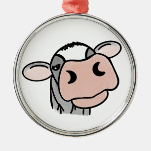 Cartoon Kuh Schwarz-weiß rosa Kuss graues Nutztier Ornament Aus Metall
