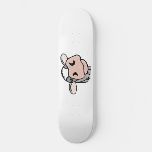 Cartoon Kuh Schwarz-weiß rosa Kuss graues Nutztier Skateboard