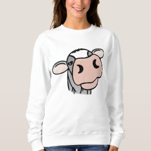 Cartoon Kuh Schwarz-weiß rosa Kuss graues Nutztier Sweatshirt