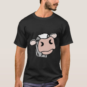 Cartoon Kuh Schwarz-weiß rosa Kuss graues Nutztier T-Shirt