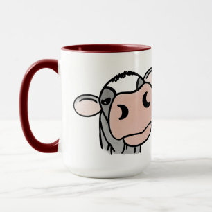 Cartoon Kuh Schwarz-weiß rosa Kuss graues Nutztier Tasse