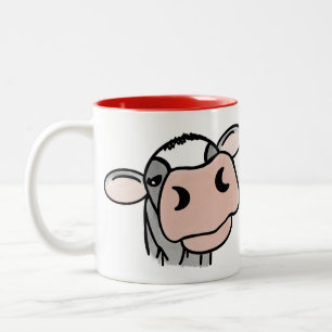 Cartoon Kuh Schwarz-weiß rosa Kuss graues Nutztier Zweifarbige Tasse