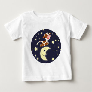 Cartoon Kuh springt über den Mond Baby T - Shirt