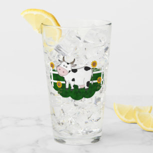 Cartoon Kuh Szene 16 oz Getränkeglas Glas