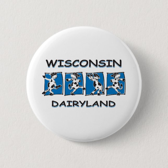 Cartoon-Kühe-Dairyland Button (Vorderseite)