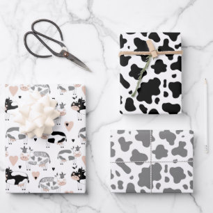 Cartoon Kühe und Kuh Geschenkpapier Set