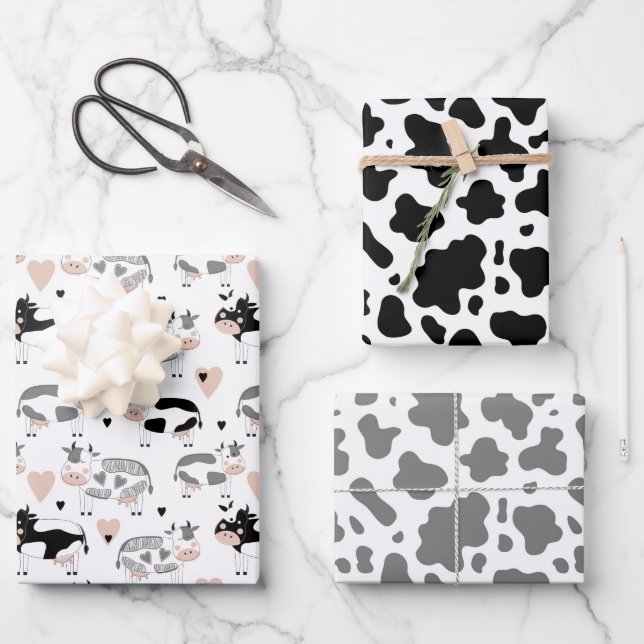 Cartoon Kühe und Kuh Geschenkpapier Set (Vorderseite)