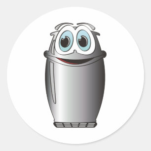 Cartoon-Kühlschrank aus rostfreiem Stahl Runder Aufkleber
