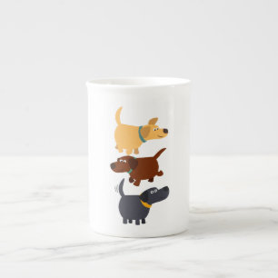 Cartoon Labradors in 3 Aromen Knochen-China-Tasse Prozellantasse