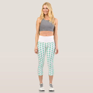 Cartoon lächelnd Hai Minze blaugrünes Ozeantier Capri Leggings