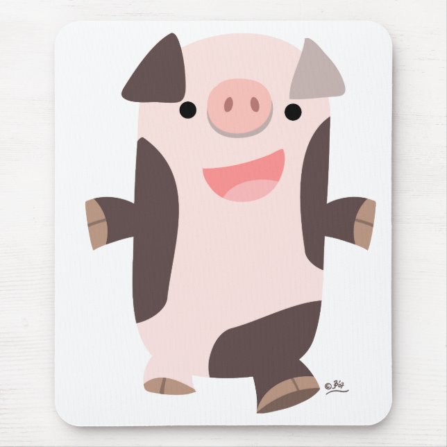 Cartoon lächelnd Schweinemaupen Mousepad (Vorne)