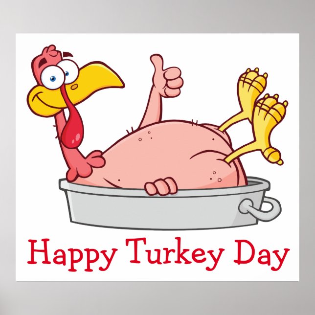 Cartoon lächelnd Truthühner in Pfanne Poster (Vorne)