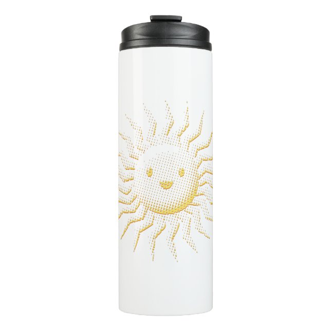 Cartoon lächelt Sonnenansicht Thermosbecher (Vorderseite)