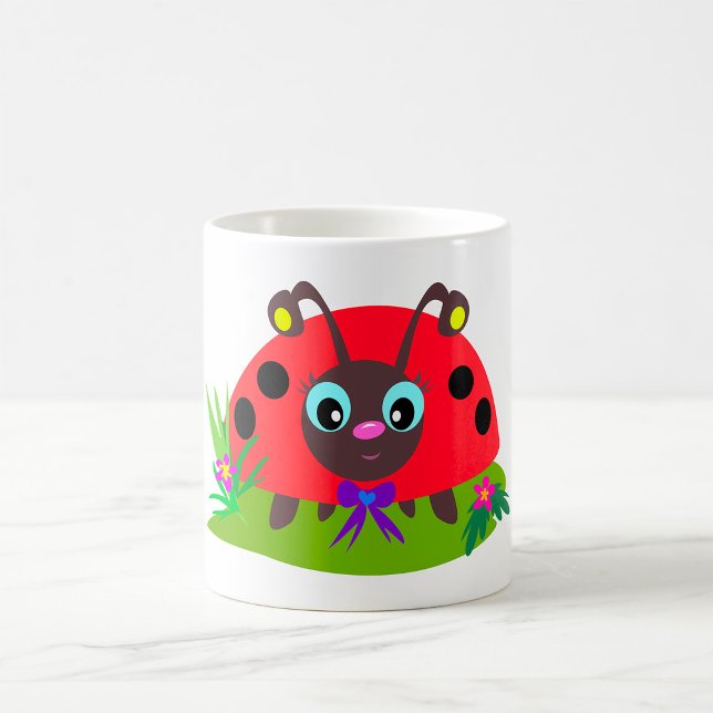 Cartoon Ladybug Bow und Blume Kaffeetasse (Von Creator hochgeladen)