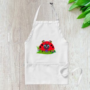 Cartoon Ladybug Bow und Blume Schürze