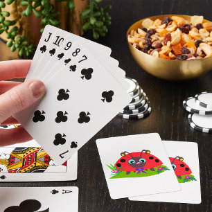 Cartoon Ladybug Bow und Blume Spielkarten