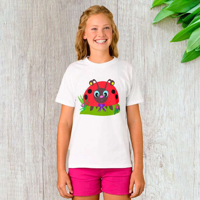 Cartoon Ladybug Bow und Blume T-Shirt (Von Creator hochgeladen)
