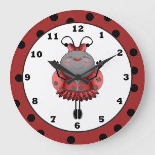 Cartoon Ladybug fun wall clock Große Wanduhr