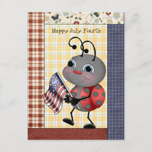 Cartoon Ladybug Juli Vierte Postkarte