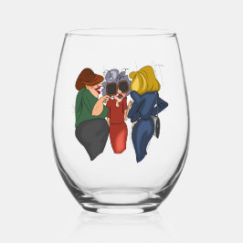 Cartoon Ladys "Best Times"! Weinglas Ohne Stiel