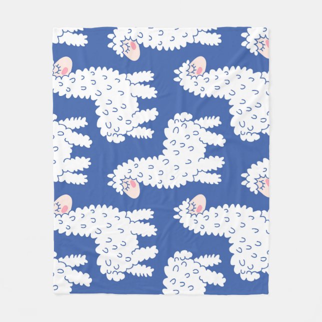 Cartoon lama alpaca, Vintage Muster Fleecedecke (Vorderseite)